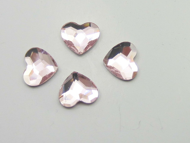 12pcs. HEART 6mm ROSALINE(pink) FLATBACK European Rhinestones